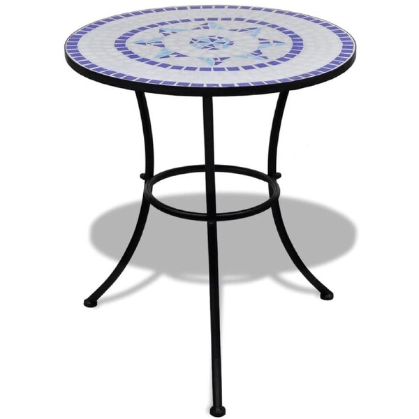 Bistro Table Blue and White 60 cm Mosaic vidaXL
