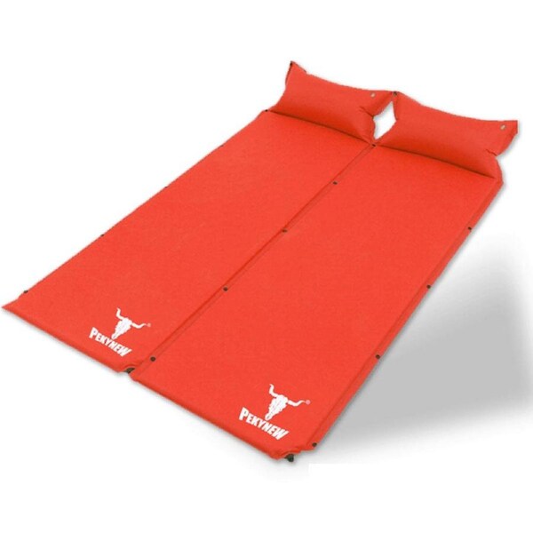 Double Air Bed Self Inflating Mattress Sleeping Mat Camping Camp Hiking Joinable - red