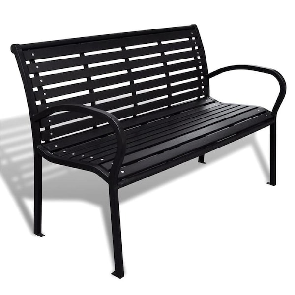 Garden Bench 125 cm Steel and WPC Black vidaXL