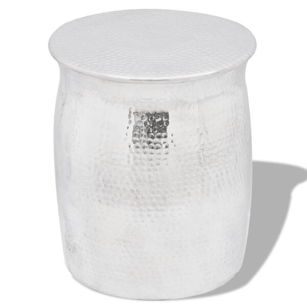 Hammered Aluminium Stool/Side Table Silver vidaXL