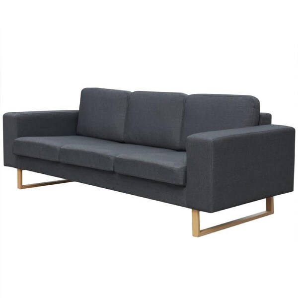 3-Seater Sofa Fabric Dark Grey vidaXL