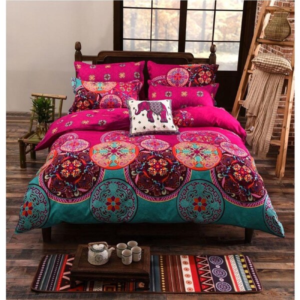 Medit Queen Size Bed Quilt Doona Duvet Cover & Pillow Cases Set