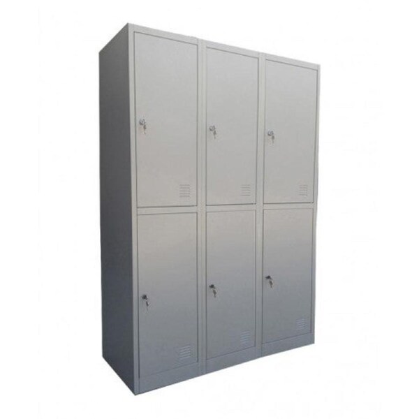 TCS Extra Large 6 Door Metal Storage Cabinet Locker in Grey