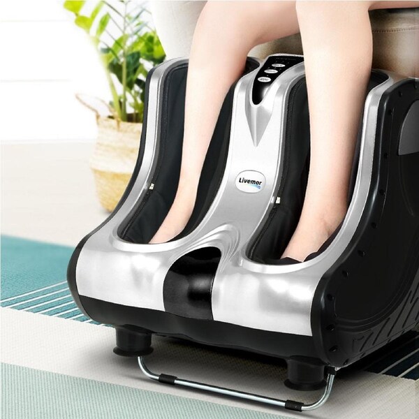 2 Motors Livemor Foot Massager Massagers Shiatsu Electric Roller Silver