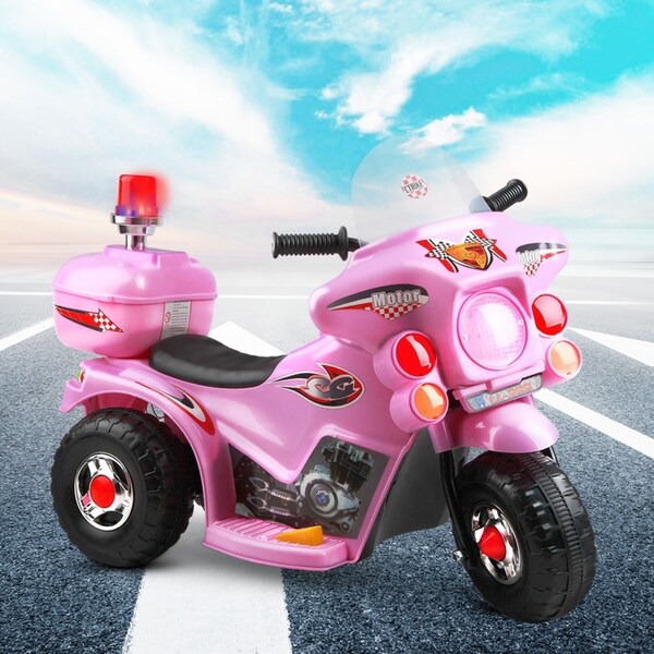 Rigo Kids Ride On Car Police Motorcycle 6V Electric Toy 25W Motor MP3 Pink