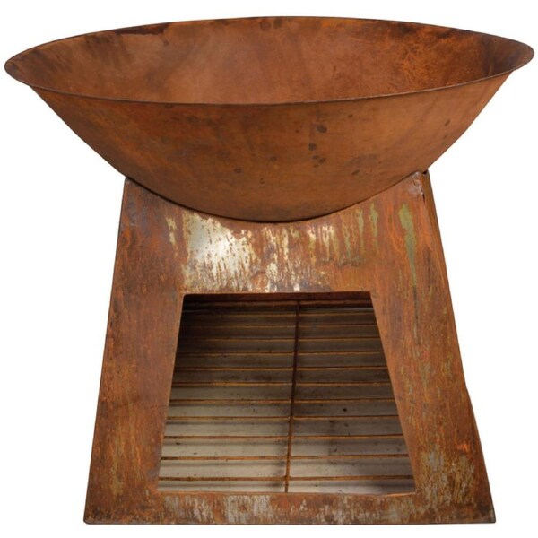 Rustic Wood Store Firebowl W/ Base 60CM