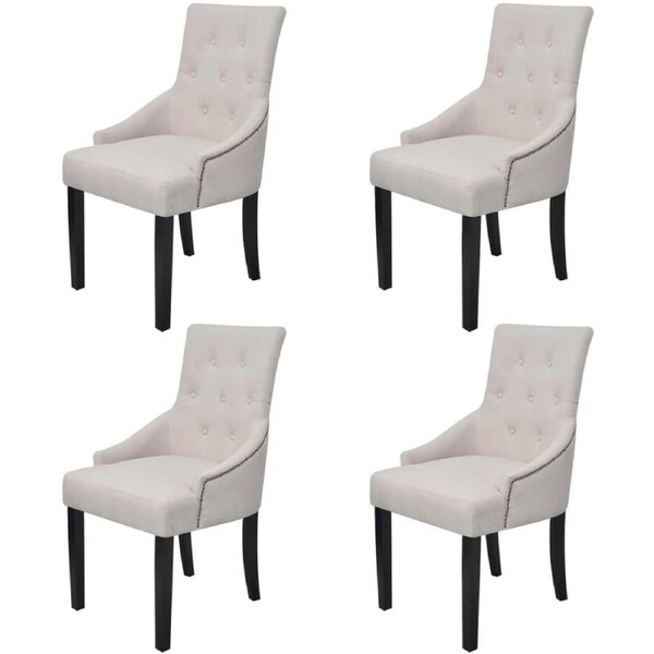 Dining Chairs 4 pcs Cream Grey Fabric vidaXL