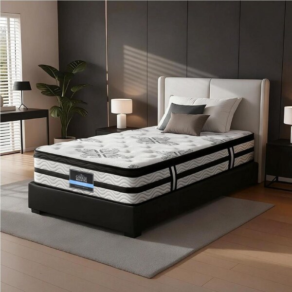 Giselle Spring Mattress 5 Zone Euro Top Bed Pocket Foam 34cm Single