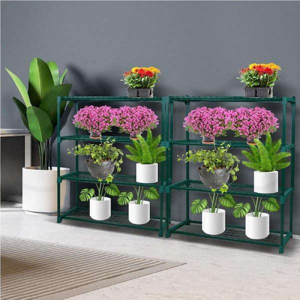 Levede 2-Pack 4-Tier Plant Shelf Greenhouse Steel Storage Rack Stand