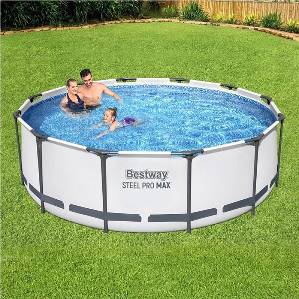 366 x 100cm Bestway Swimming Pool Steel Frame Round Above Ground Pools w/ Filter Pump 9150L