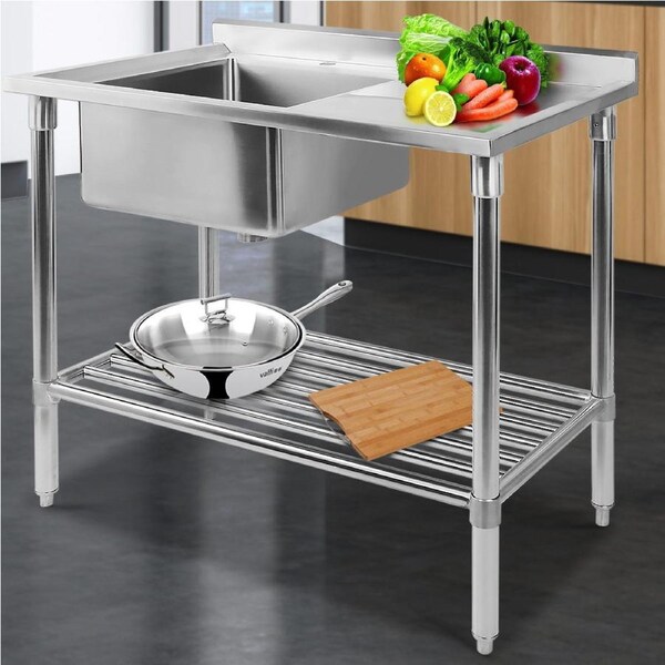 Cefito 100x60cm Stainless Steel Sink Bench Kitchen 304