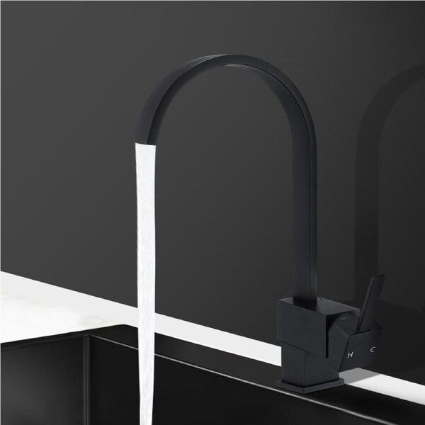 ACA Square Standard Swivel Kitchen Sink Mixer Tap Faucet Black