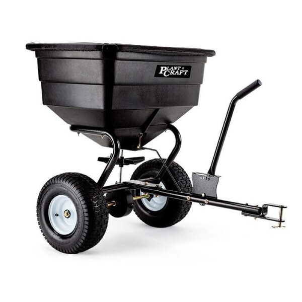 PLANTCRAFT Tow Behind Broadcast Seed Fertiliser Spreader 90kg 105L Tow Rotary Seeder