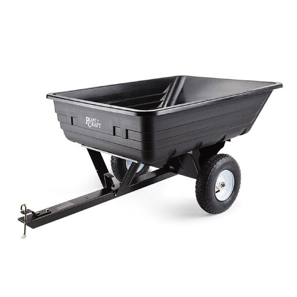 PLANTCRAFT Poly Dump Cart Garden Tow Behind Ride On Trolley Tip Trailer Tray Quad ATV Ride 400LBS