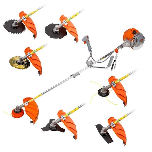 MTM 62cc 7in1 Brush Cutter Garden Multi-Tool , Pole Hedge & Line Trimmer, Bullhorn Handle, 12" Tree Trimming Pruning