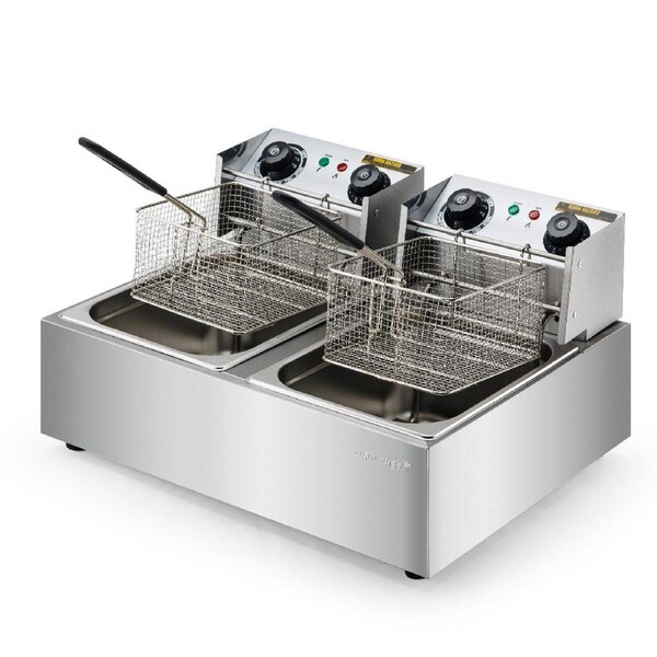 EuroChef Commercial Electric Deep Fryer Twin Frying Basket Chip Cooker Fry