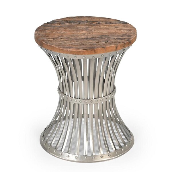 Hourglass Wood And Iron Side Table