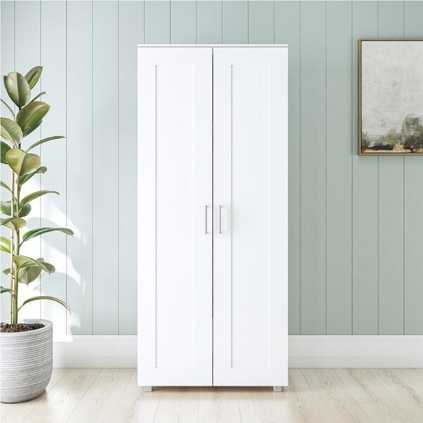 Montreal Double Door Tall Cupboard Cabinet in White