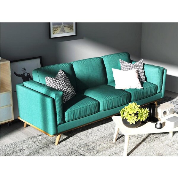 York 3 Seater Fabric Armchair Sofa Modern Lounge in Teal Colour