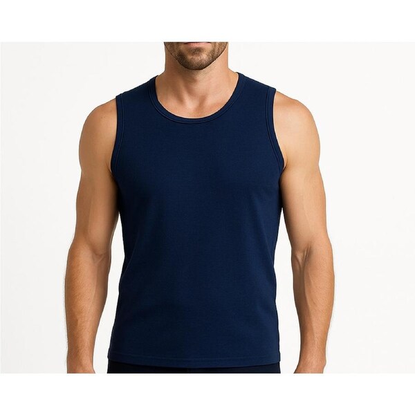 Mens 100% Pure Merino Wool Sleeveless Athletic SINGLET Top Thermal Underwear Navy / Small (90cm)