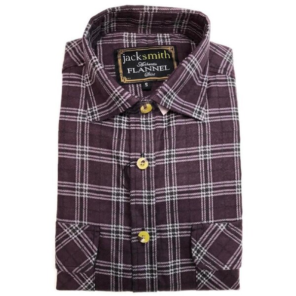 Mens Half Placket Flannelette Long Sleeve Pullover Shirt 100% Cotton Check Authentic Flannel Burgundy / S