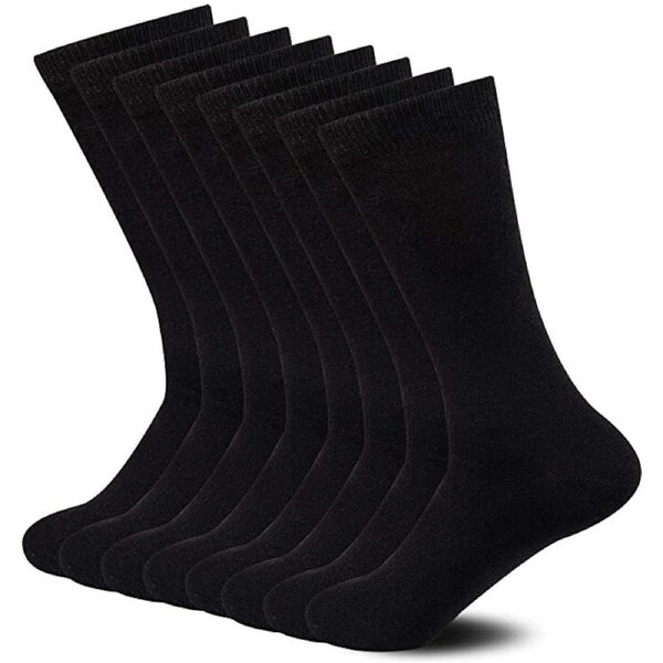 6 Pairs BAMBOO SOCKS Crew Natural Eco Healthy Enviro Unisex Work Business BULK Black / 11-14