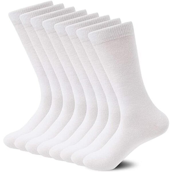 6 Pairs BAMBOO SOCKS Crew Natural Eco Healthy Enviro Unisex Work Business BULK White / 6-11