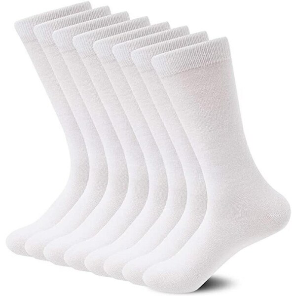 6 Pairs BAMBOO SOCKS Crew Natural Eco Healthy Enviro Unisex Work Business BULK White / 11-14