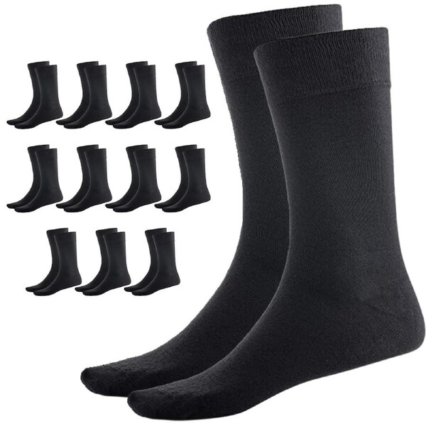 12 Pairs BAMBOO SOCKS Crew Natural Eco Healthy Enviro Unisex Business Work BULK Black / 11-14
