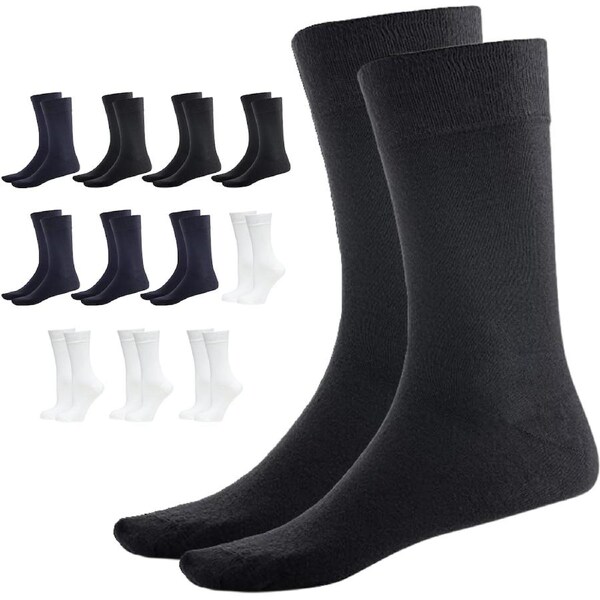 12 Pairs BAMBOO SOCKS Crew Natural Eco Healthy Enviro Unisex Business Work BULK Mixed Pack / 2-8