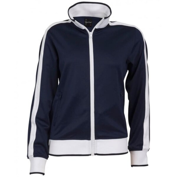 Identitee Ladies Track Top Jacket Tracksuit Warm Winter Full Zip Varsity Jumper Navy/White / S (6-8)