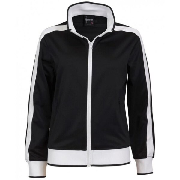 Identitee Ladies Track Top Jacket Tracksuit Warm Winter Full Zip Varsity Jumper Black/White / L (14-16)