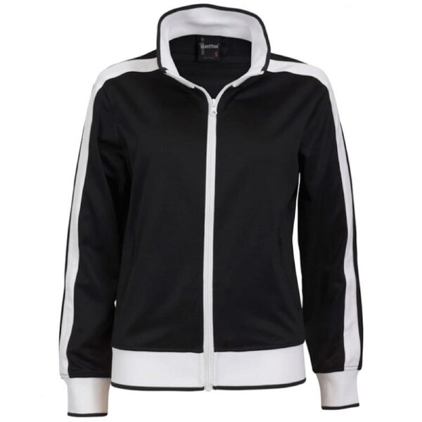 Identitee Ladies Track Top Jacket Tracksuit Warm Winter Full Zip Varsity Jumper Black/White / XL (18-20)