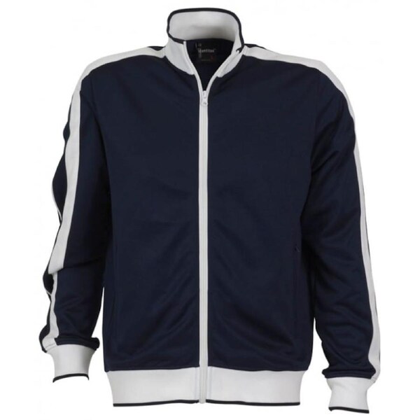 Identitee Mens Varsity Track Top Jacket Tracksuit Warm Winter Jumper Long Sleeve Navy/White / M