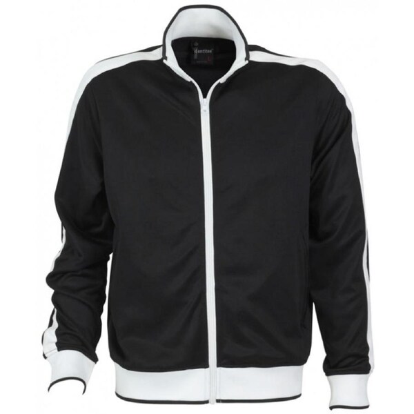 Identitee Mens Varsity Track Top Jacket Tracksuit Warm Winter Jumper Long Sleeve Black/White / L
