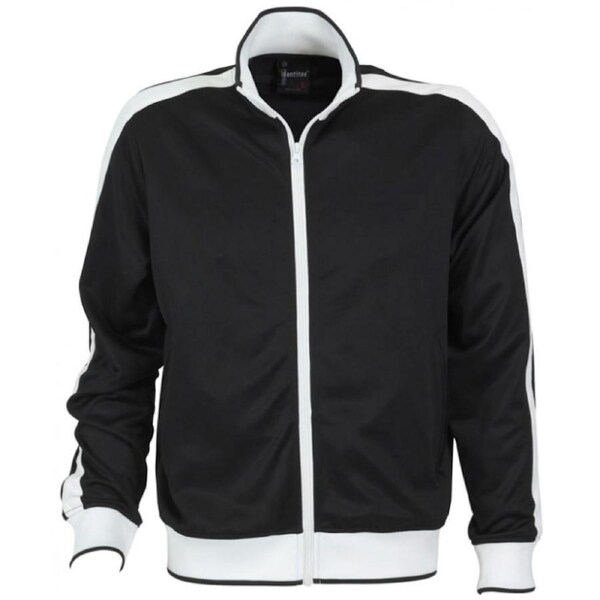 Identitee Mens Varsity Track Top Jacket Tracksuit Warm Winter Jumper Long Sleeve Black/White / 3XL