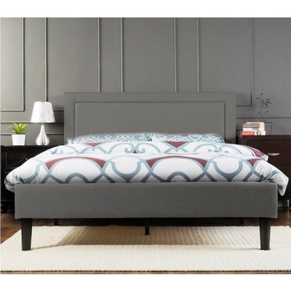 Portsmouth Queen Size Linen Fabric Bed Frame in Grey
