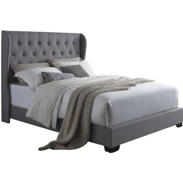 Dudley Queen Size Linen Fabric Bed Frame in Grey