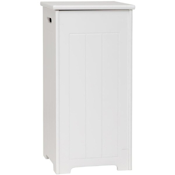Maine MDF Wood Bathroom Laundry Hamper in White