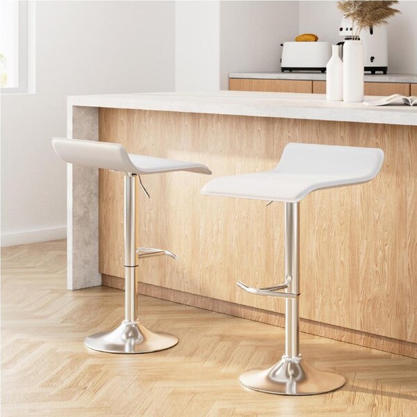 2x Artiss Bar Stools Adjustable Chairs White