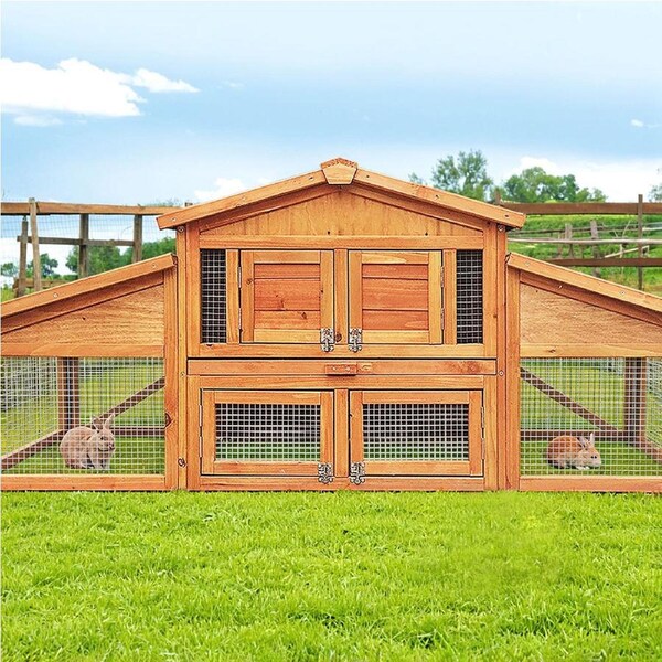 169cmx52cmx72cm i.Pet Chicken Coop Rabbit Hutch Large House Outdoor Wooden Run Cage