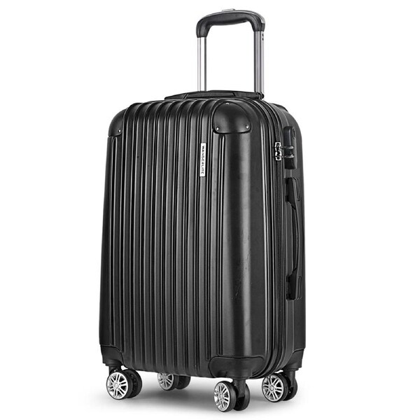 1pc Wanderlite 24" 66cm Luggage Trolley Travel Set Suitcase Carry On Hard Case TSA Lock Lightweight Black