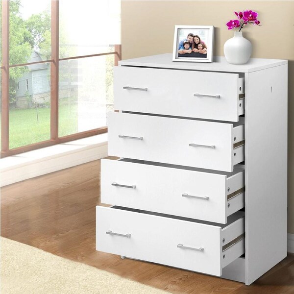 Artiss 4 Chest of Drawers Lowboy Storage Cabinet - ANDES White