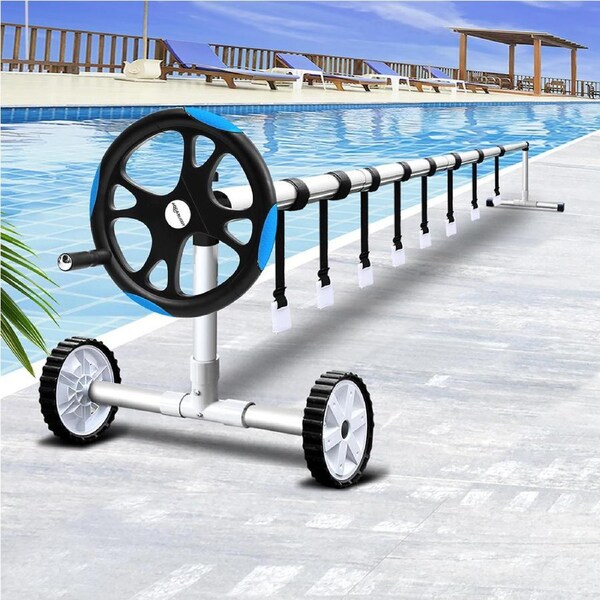 5.5m Aqua Buddy Pool Cover Roller Adjustable Swimming Pool Solar Blanket Reel Blue