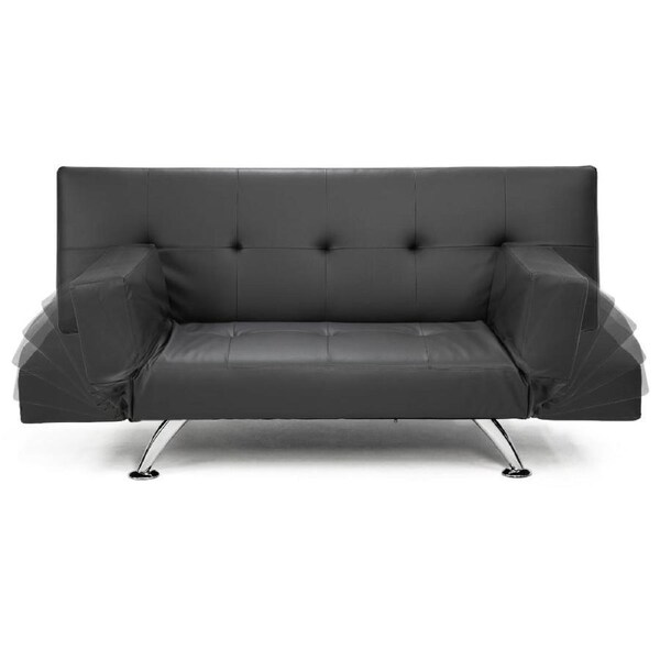 Sarantino Sofa Bed Lounge Faux Leather Couch Futon Furniture Adjustable Suite Grey