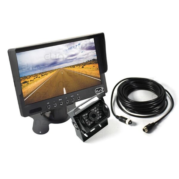 Elinz 7" HD LCD Monitor 12V/24V IR CCD 4PIN Car Reversing Camera Truck Caravan