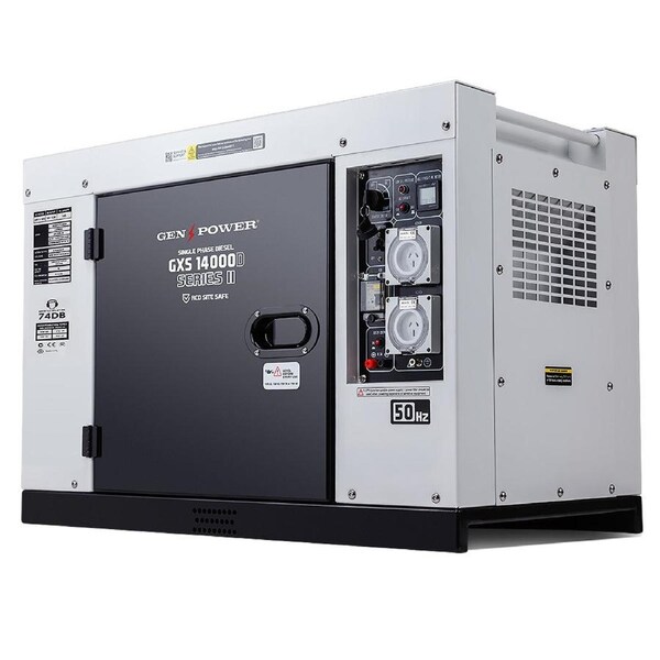 GENPOWER 8.4kW Peak 6kW Rated Single Phase Commercial Diesel Generator, RCD Safety Switch