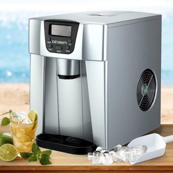 Devanti 2L Portable Ice Maker Water Dipenser Ice Cube Machine - Silver