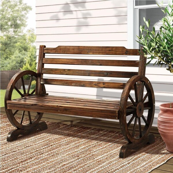 2 Seat Gardeon Outdoor Garden Bench Wooden Wagon Chair Patio Furniture Brown