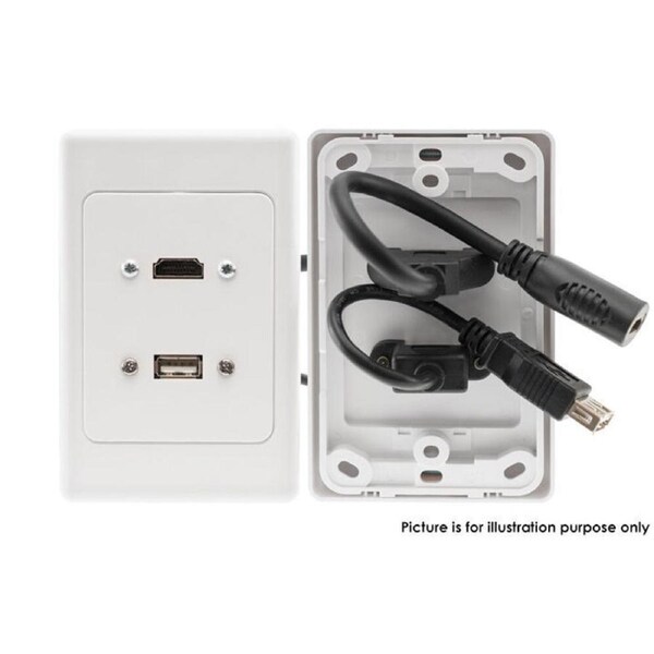 PRO2 PK3304 HDMI & USB Wall Plate 2Port Socket w Flexible Rear Socket In Wall